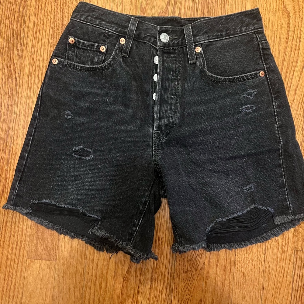 Levi's Black Distressed Jean Shorts
